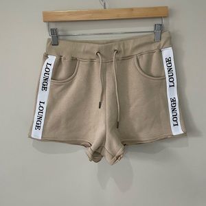 Lounge apparel fleece lined logo side high waist shorts large